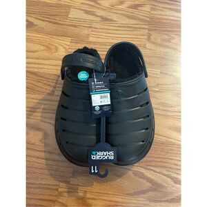 Rugged Shark Black Rubber Slip On Fuzzy Inside Men’s Shoes 11 New